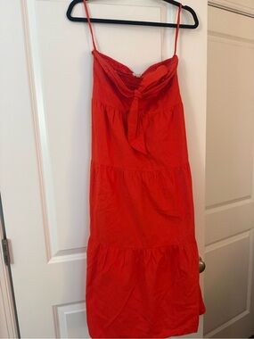 Orange Tie-Front Strapless Sundress